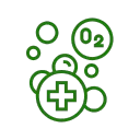 Equipos de tratamiento de agua: círculos de diferentes tamaños con contornos color verde en un fondo transparente