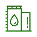 Equipos de tratamiento de agua: dos rectángulos uno con una gota en medio y otro con una línea a lado con contornos verdes.
